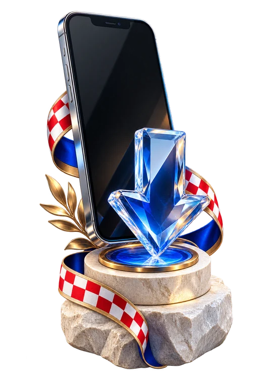 Pametni telefon s kristalnom strelicom za instalaciju