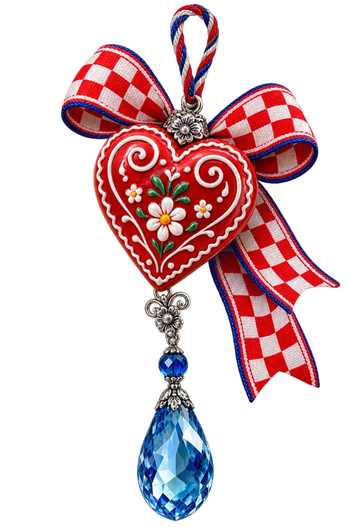 Tradicionalno hrvatsko licitarsko srce s jadranskim kristalom